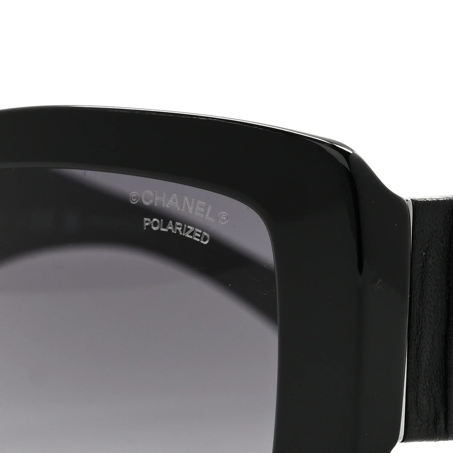 Acetate Calfskin Polarized Square Sunglasses 5473-Q Black - Image 7