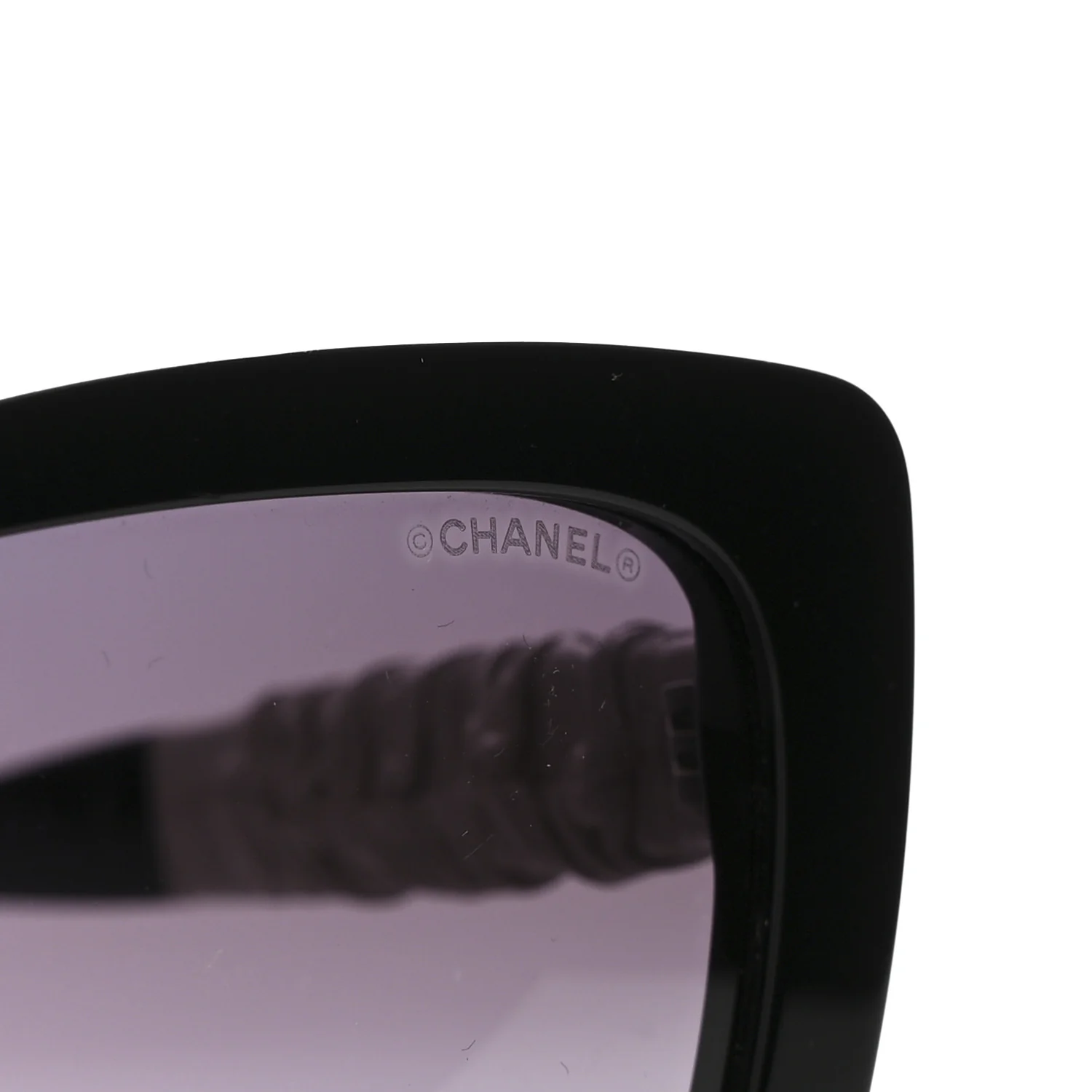 Acetate Calfskin Square Sunglasses 5476-Q-A Black White - Image 7