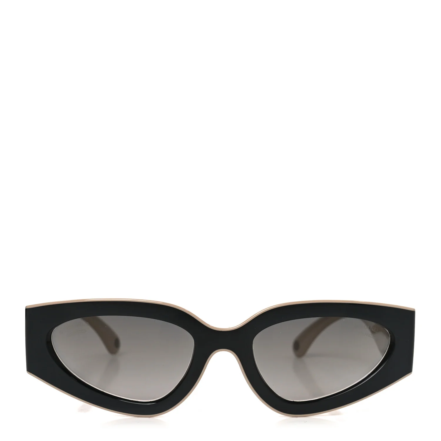 Acetate Cat Eye Sunglasses 6056 Black Beige - Image 2