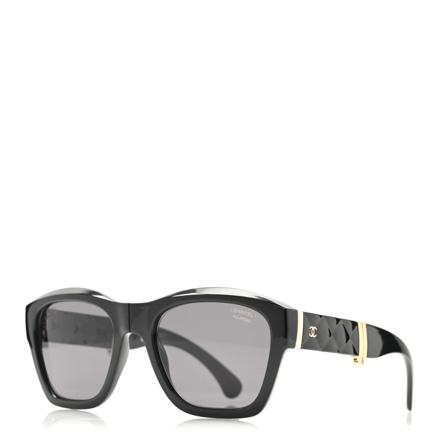 Acetate Crystal Polarized Square Folding Sunglasses 71692 Black