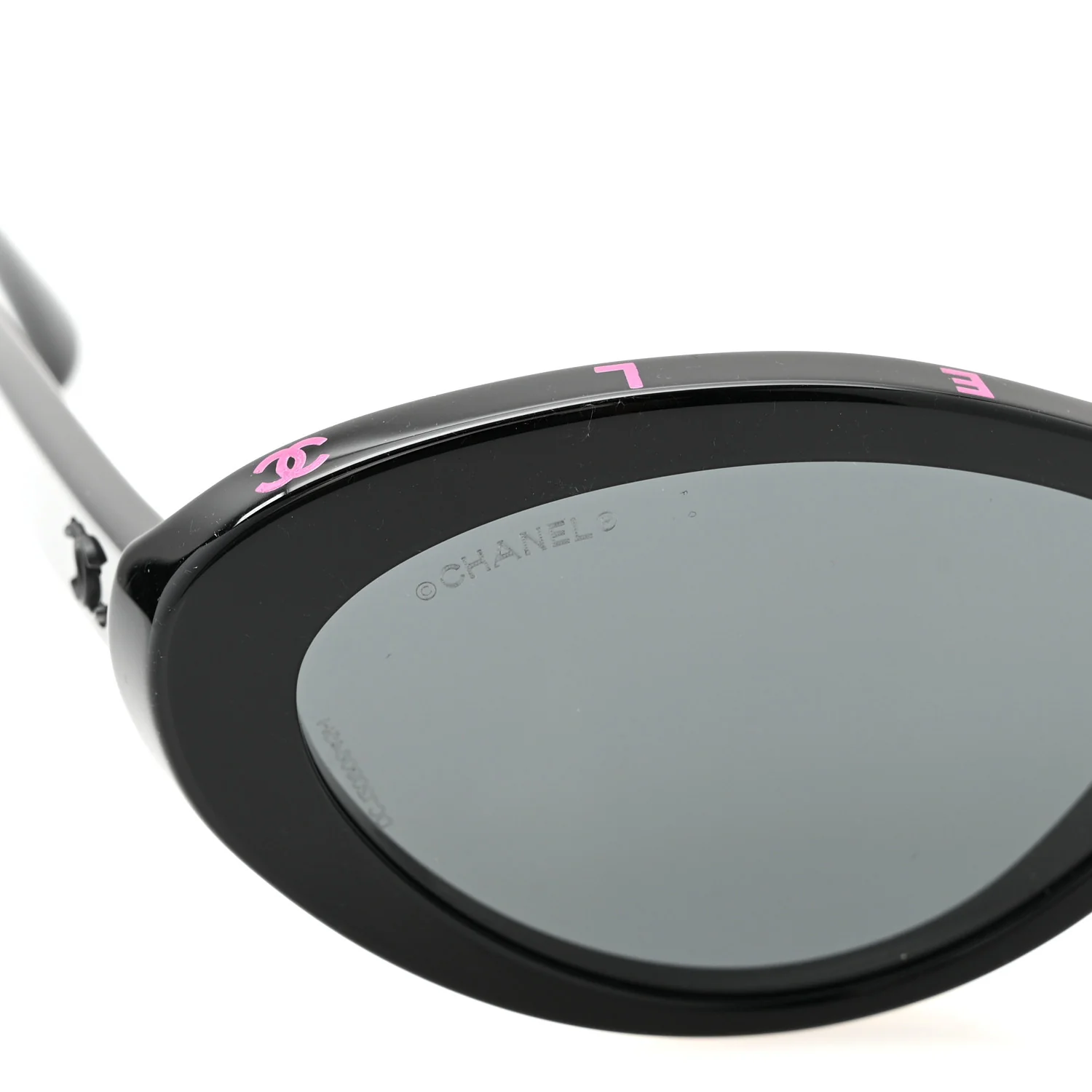 Acetate Oval Sunglasses 5416 Black Pink - Image 7