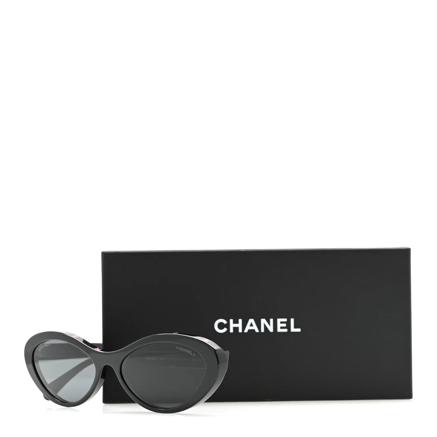 Acetate Oval Sunglasses 5416 Black Pink - Image 8