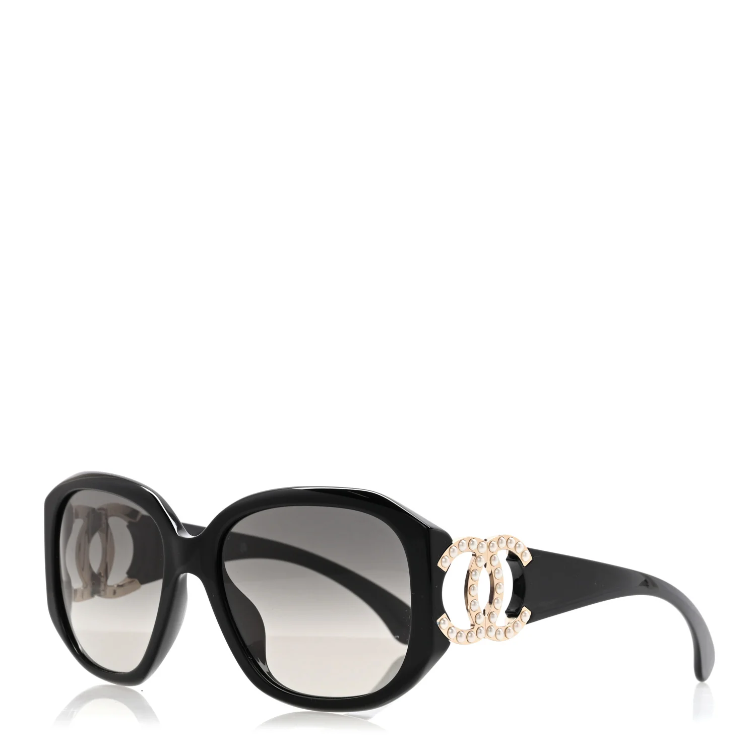 Acetate Pearl CC Square Sunglasses 71501-A Black