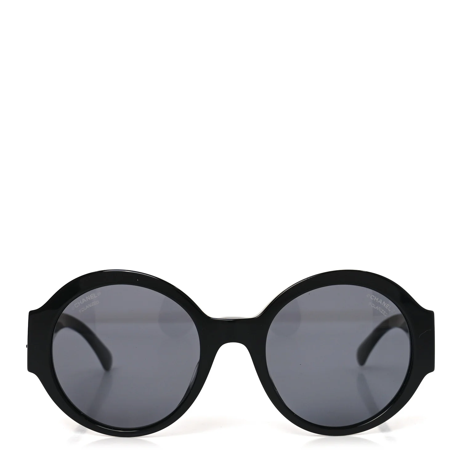 Acetate Polarized Round Sunglasses 5410-A Black - Image 2