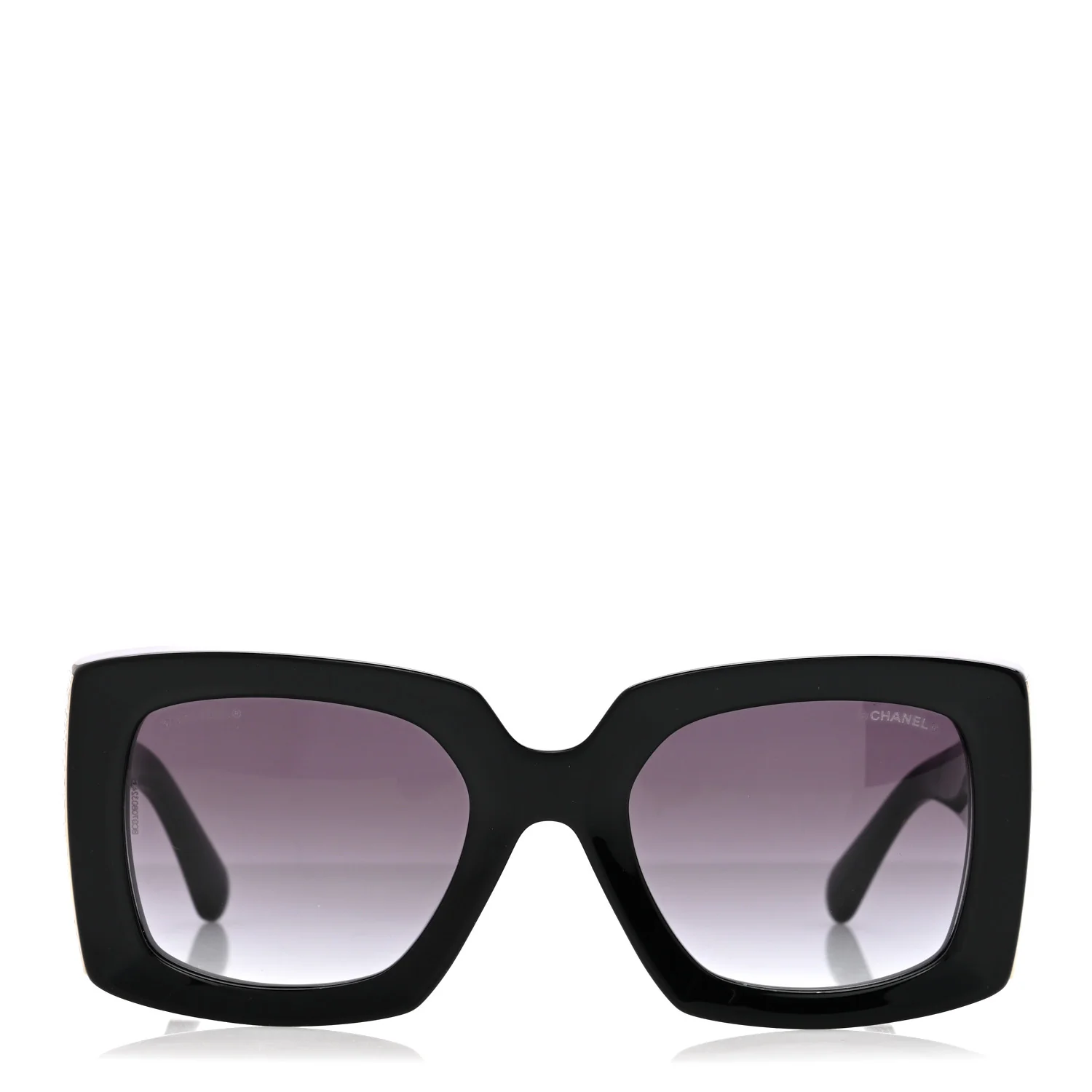 Acetate Rectangle Sunglasses 5435-A Black - Image 2