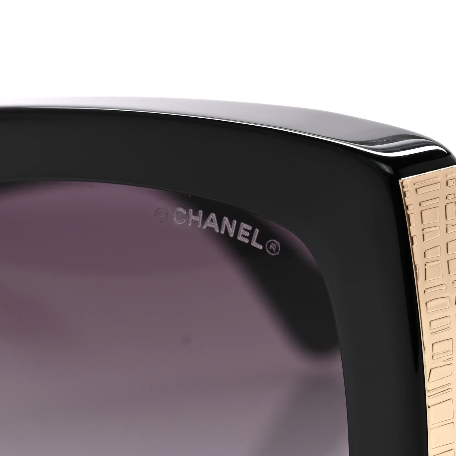 Acetate Rectangle Sunglasses 5435-A Black - Image 7