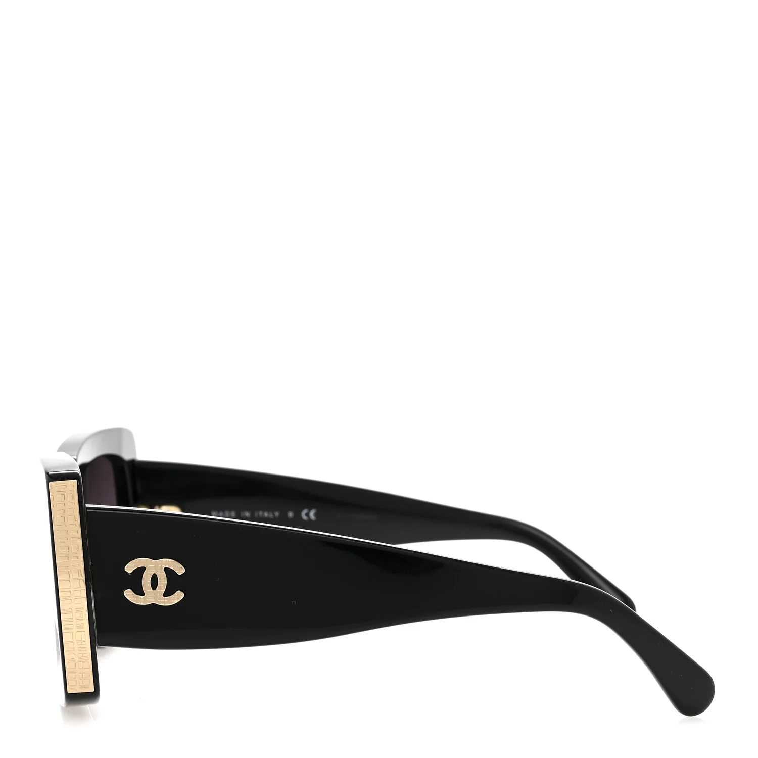 Acetate Rectangle Sunglasses 5435-A Black - Image 3