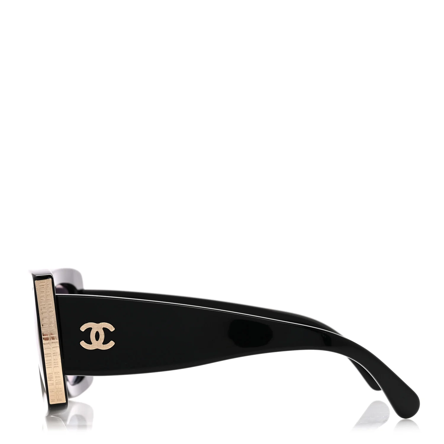 Acetate Rectangle Sunglasses 5435 Black - Image 3