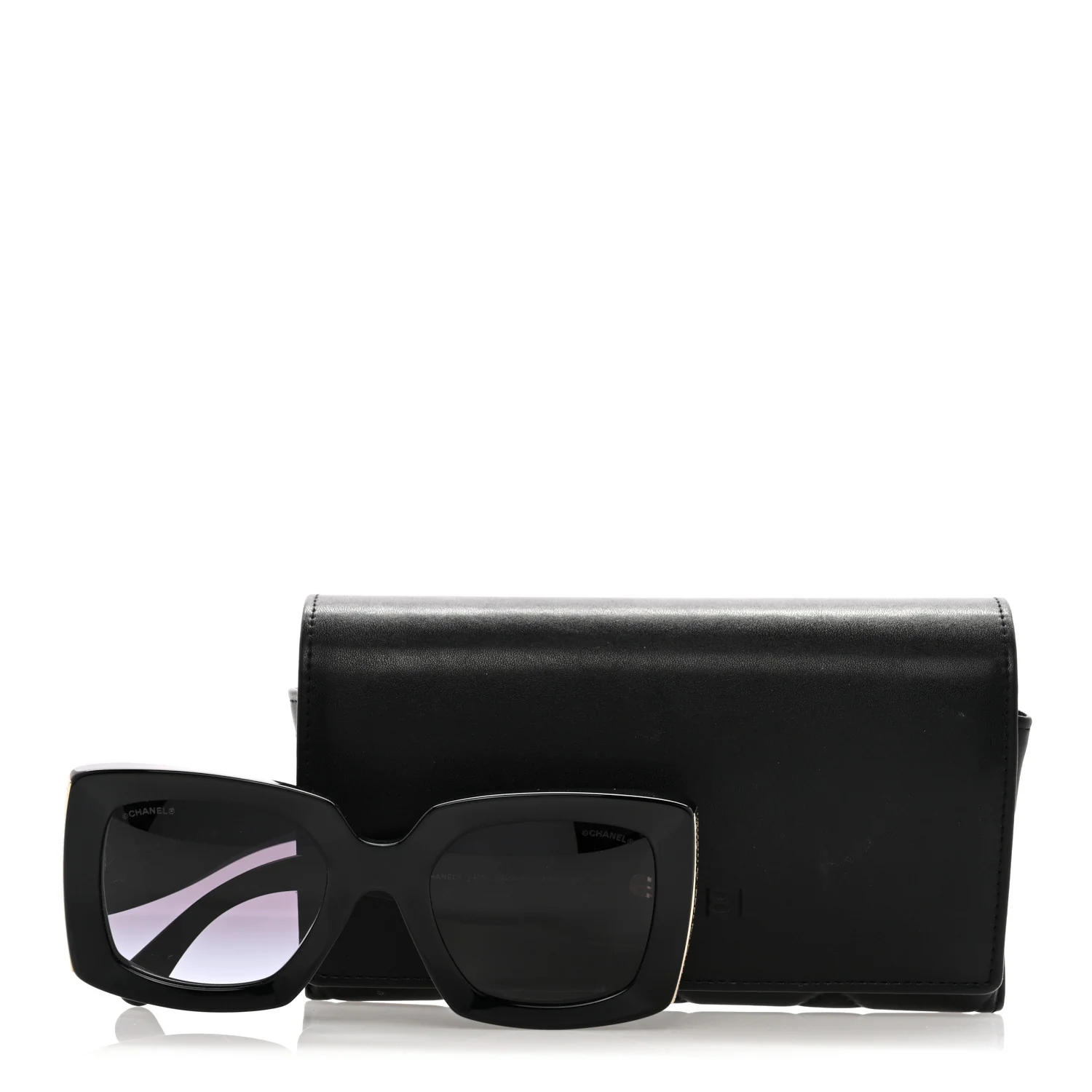 Acetate Rectangle Sunglasses 5435 Black - Image 7