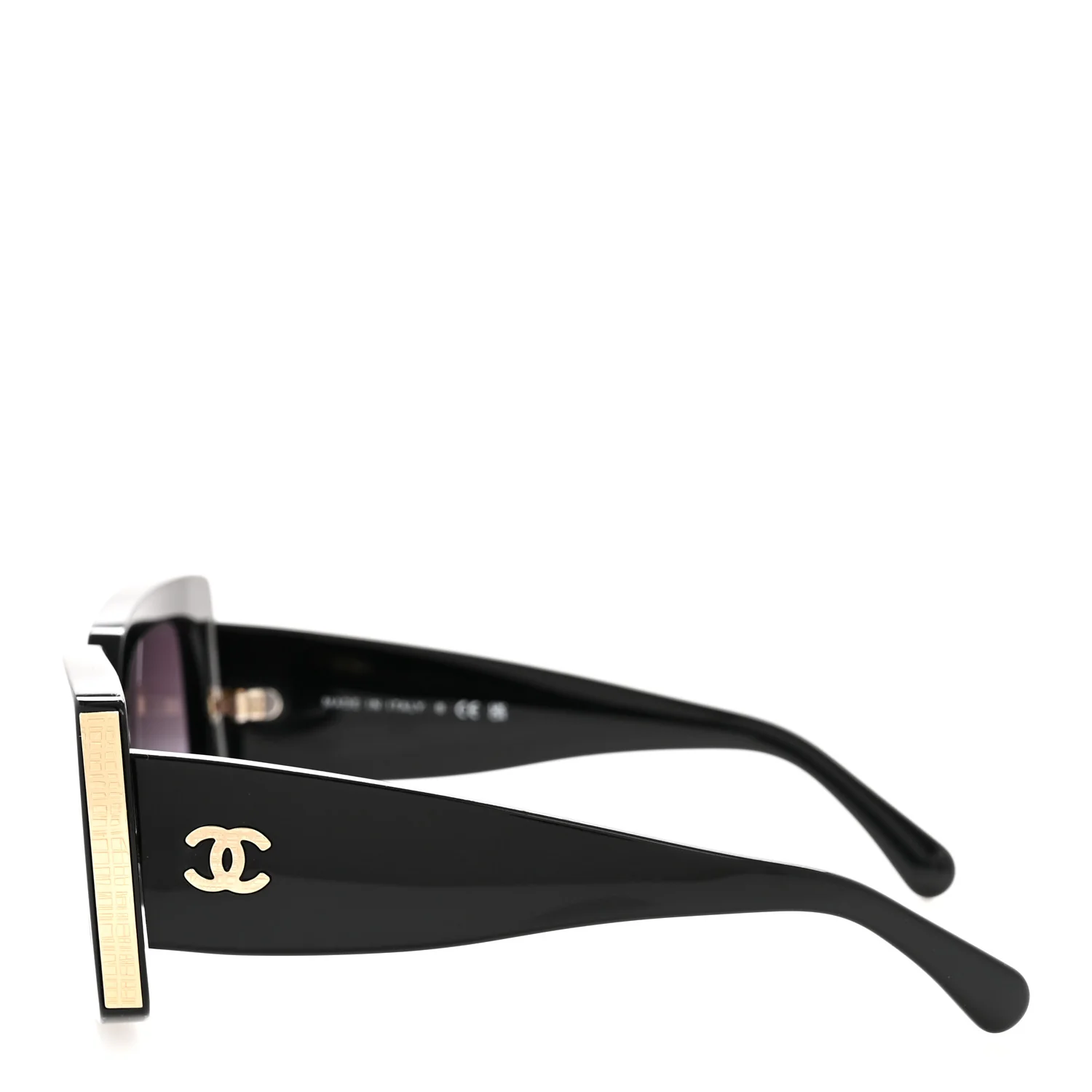 Acetate Rectangle Sunglasses 5435 Black - Image 3