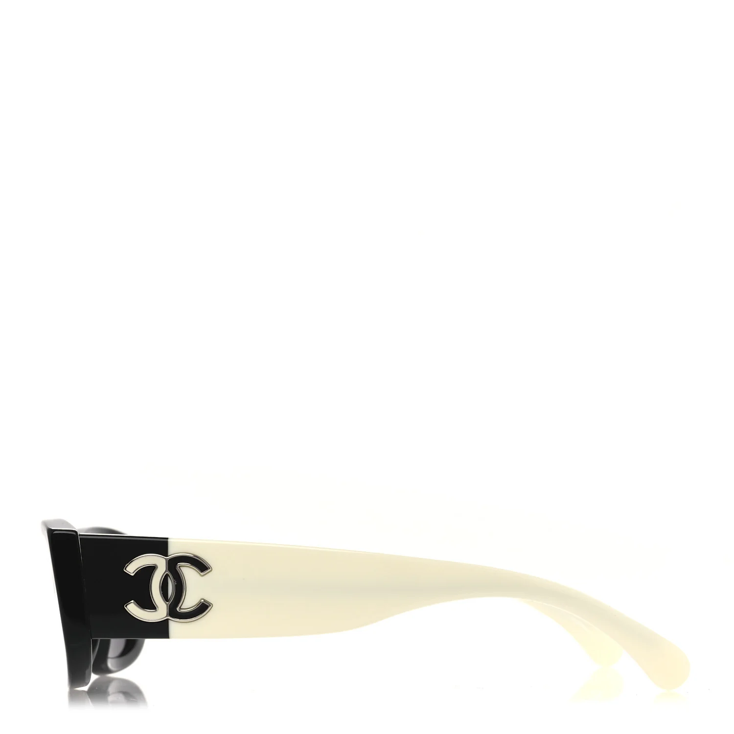 Acetate Rectangle Sunglasses 5525 Black White - Image 3