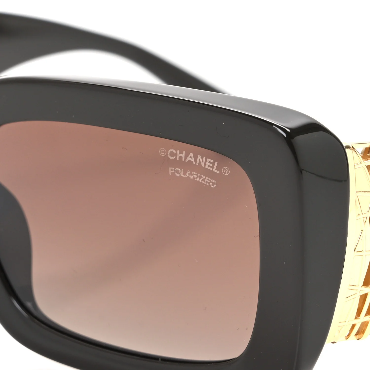Acetate Rectangle Sunglasses 5534-A Dark Brown - Image 7
