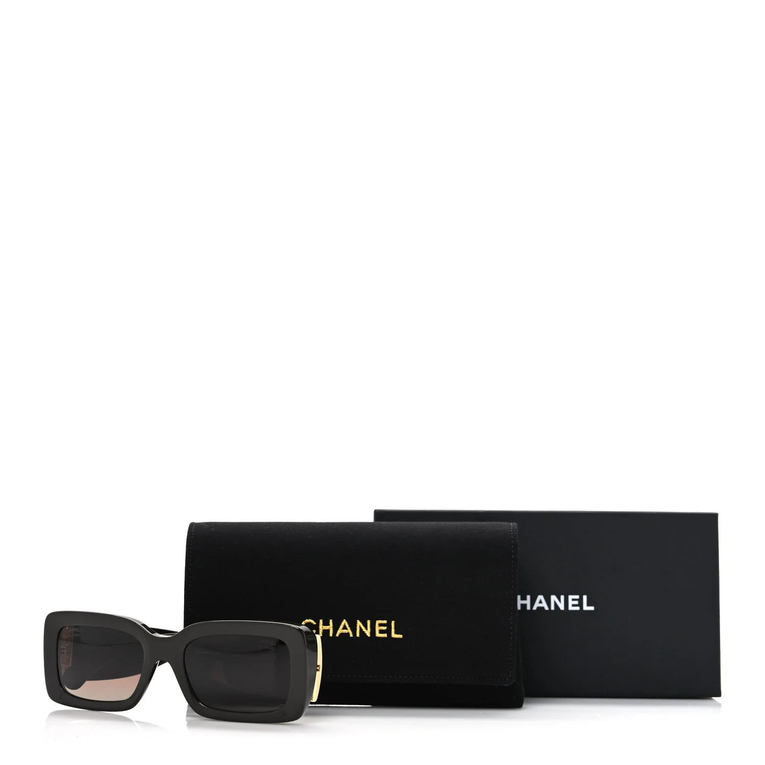 Acetate Rectangle Sunglasses 5534-A Dark Brown - Image 8