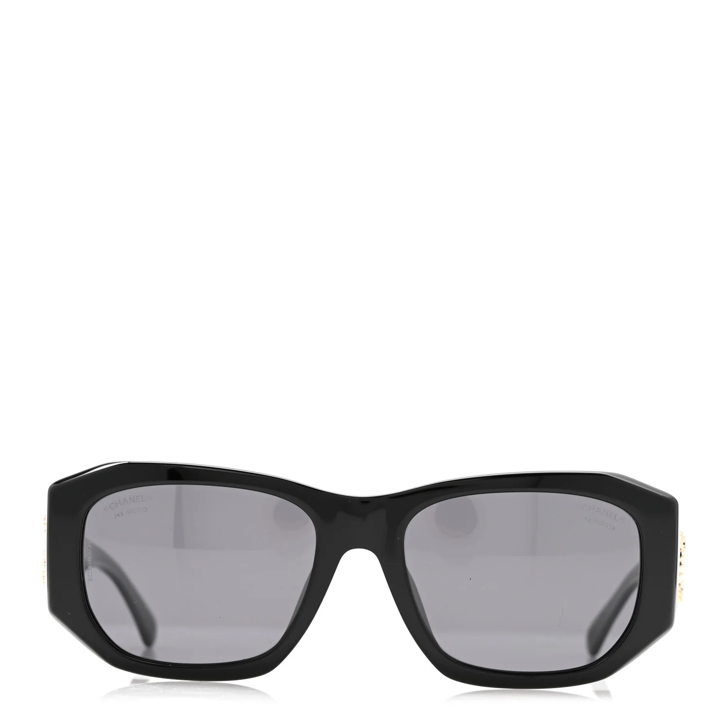 Acetate Rectangle Sunglasses 5554-A Black - Image 2