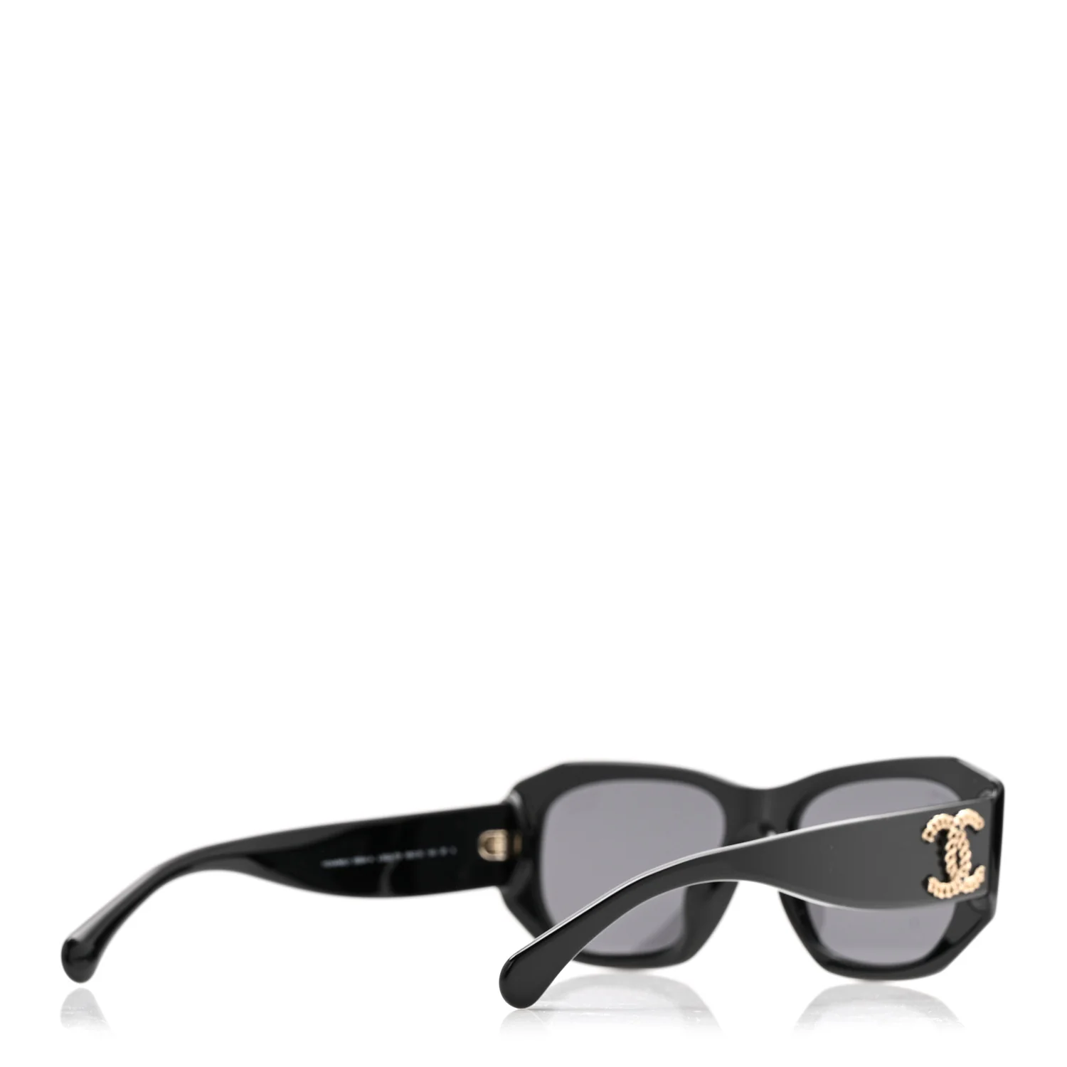 Acetate Rectangle Sunglasses 5554-A Black - Image 4