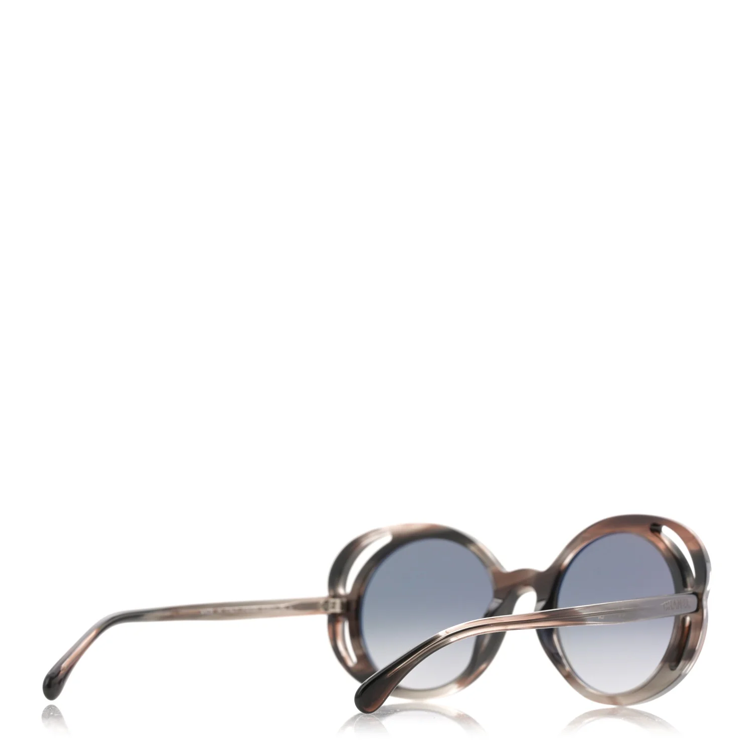 Acetate Round Sunglasses 71572A Black Tortoise - Image 4
