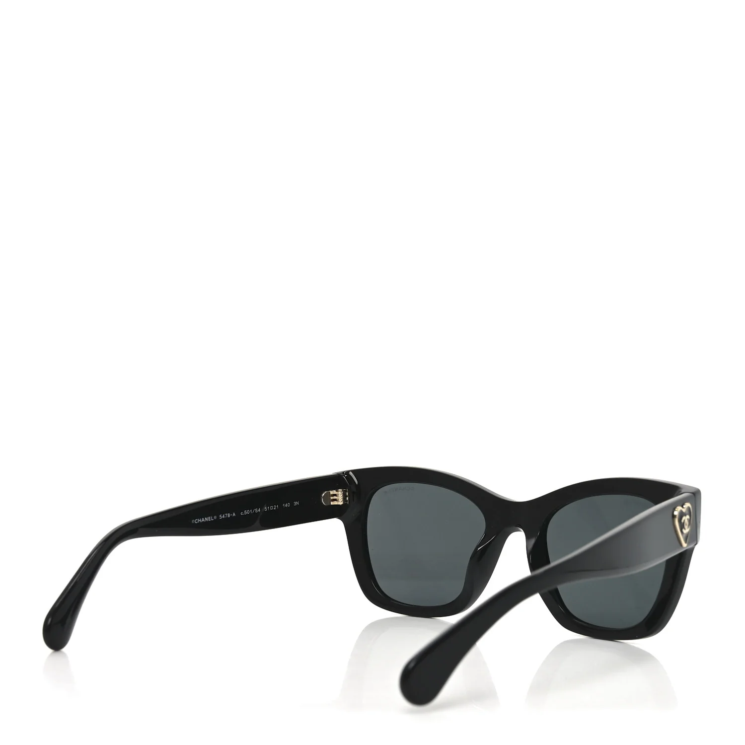 Acetate Square CC Heart Sunglasses 5478-A Black - Image 4