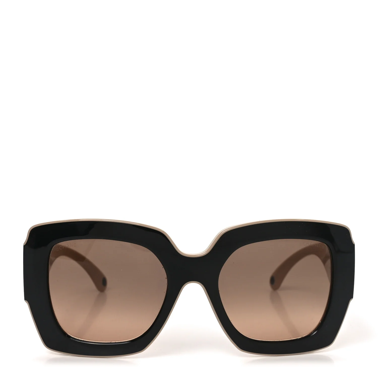 Acetate Square Sunglasses 6059 Black Beige - Image 2