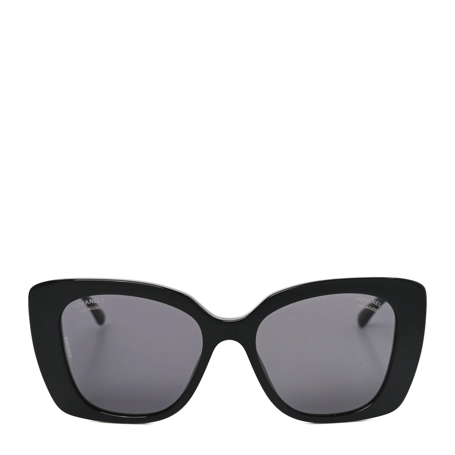 Acetate Strass Polarized Square Sunglasses 5422-B Black Black - Image 2