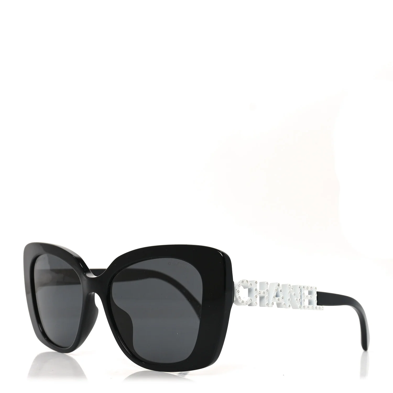 Acetate Strass Square Sunglasses 5422-B-A Black White