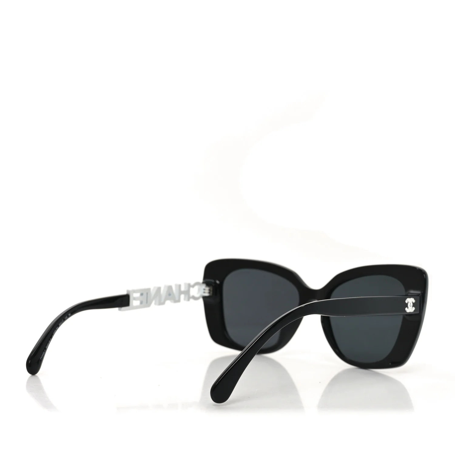 Acetate Strass Square Sunglasses 5422-B-A Black White - Image 4