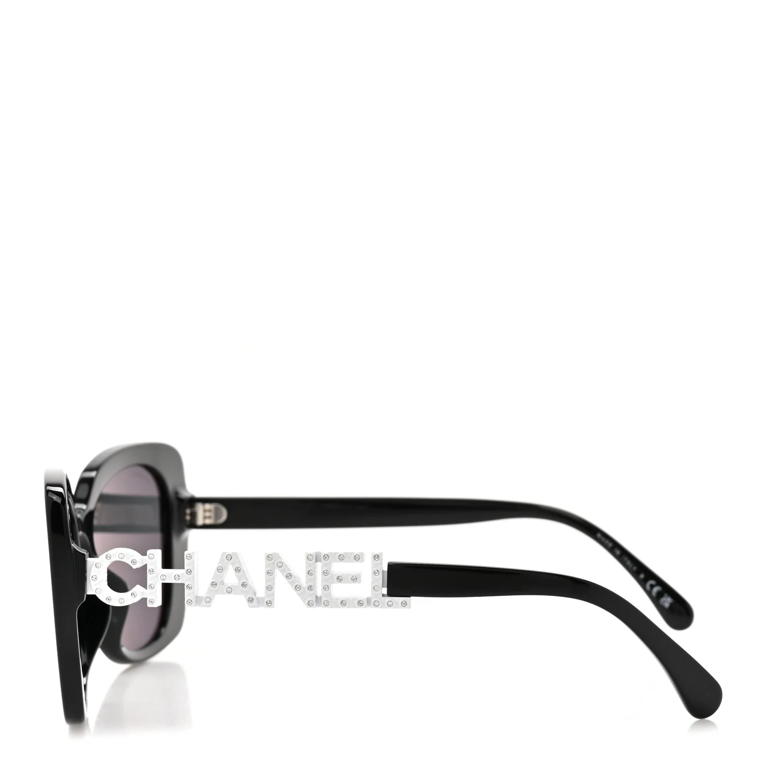 Acetate Strass Square Sunglasses 5422-B-A Black White - Image 3