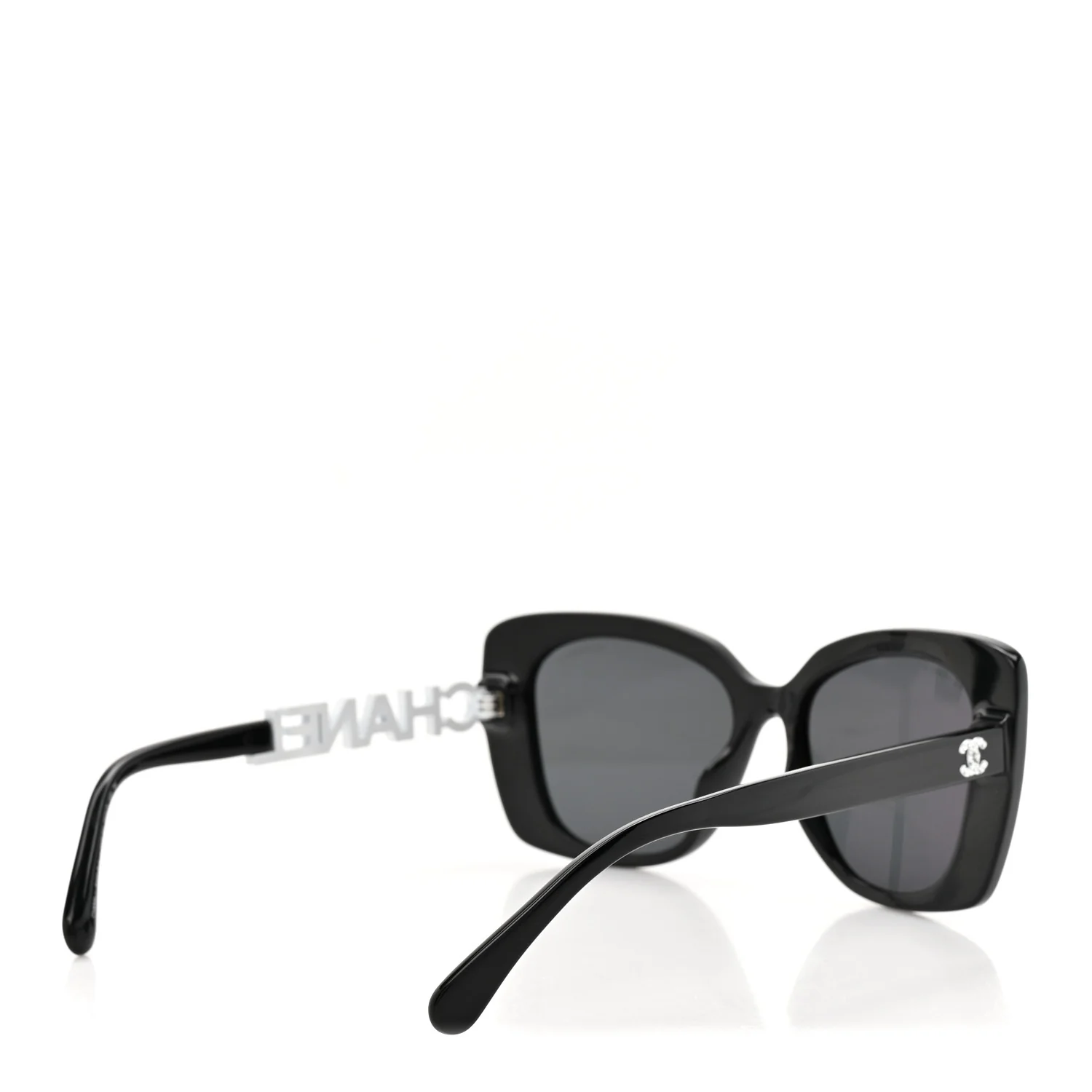 Acetate Strass Square Sunglasses 5422-B-A Black White - Image 4