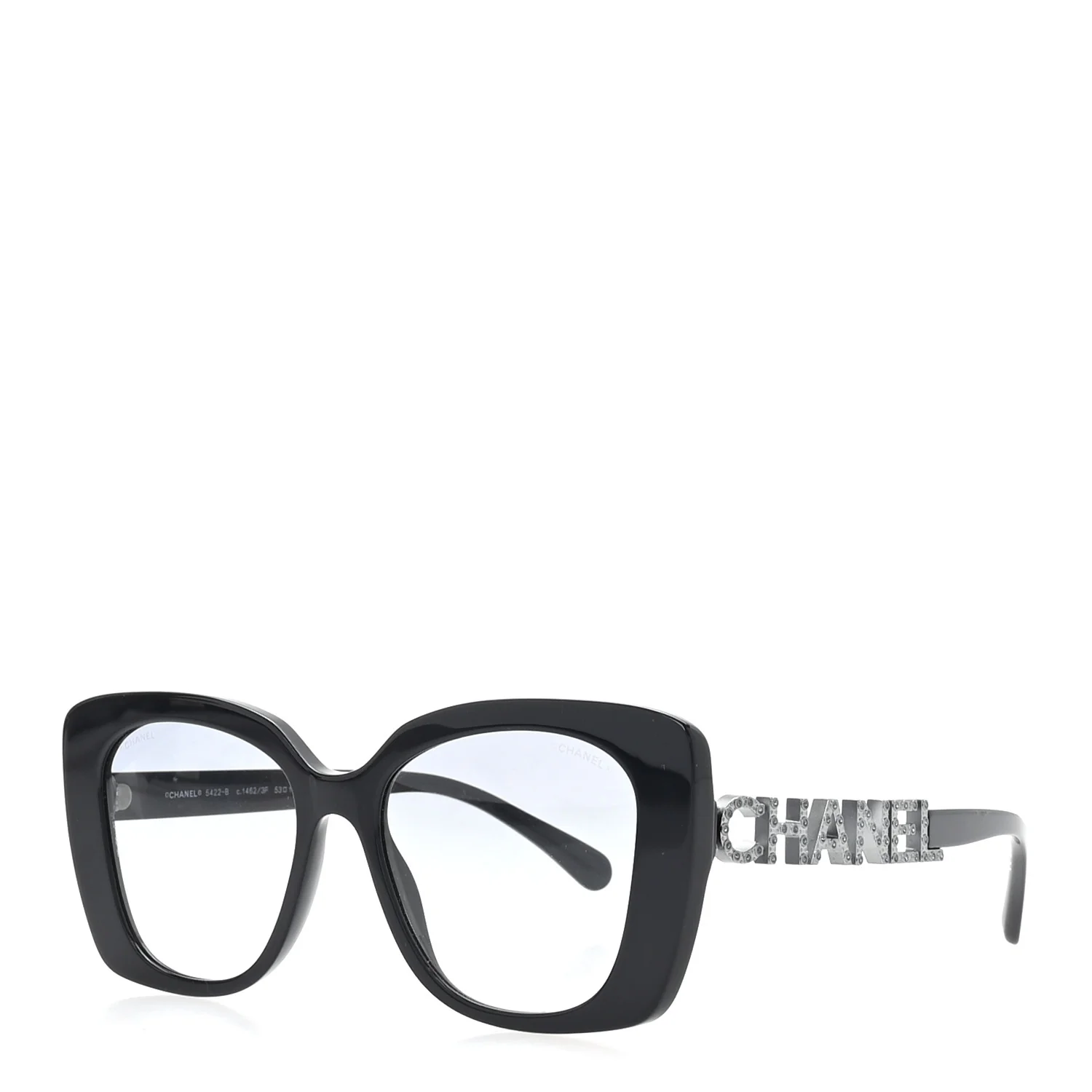 Acetate Strass Square Sunglasses 5422-B Black