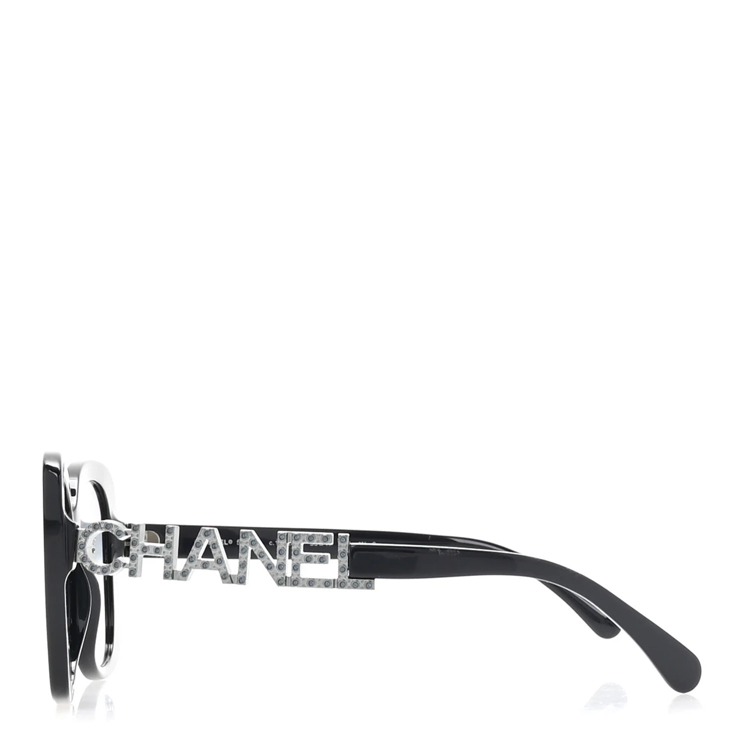 Acetate Strass Square Sunglasses 5422-B Black - Image 3
