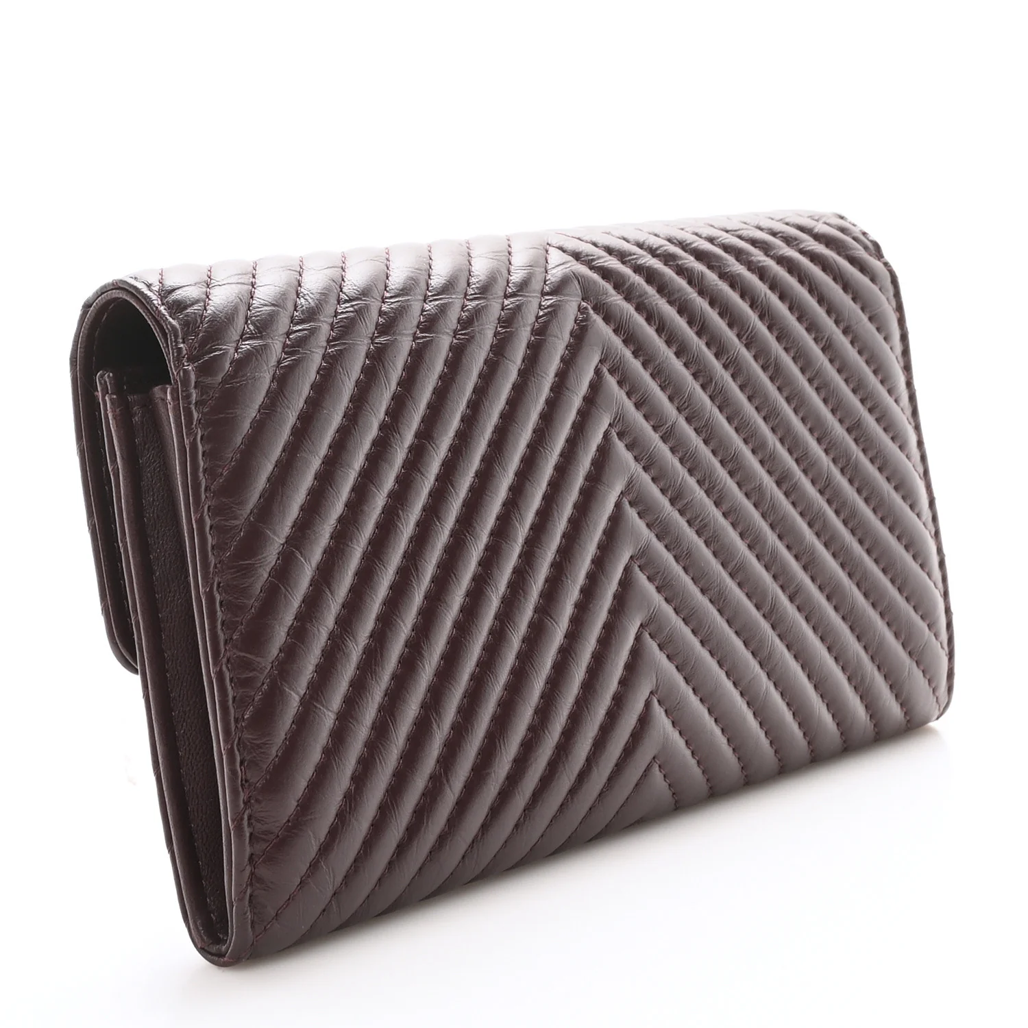 Aged Calfskin Chevron Quilted 2.55 Reissue Flap Wallet Burgundy - Image 3