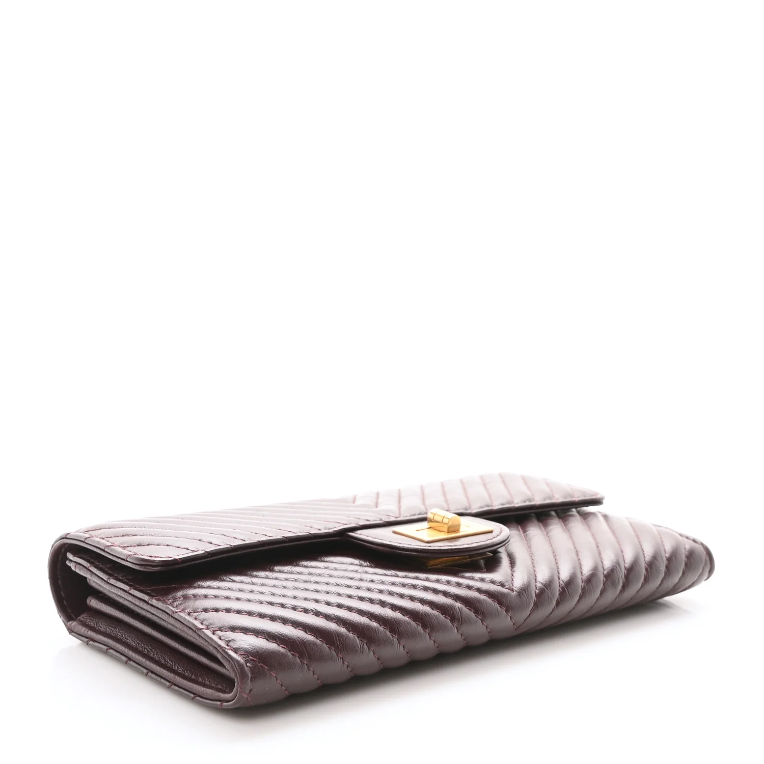 Aged Calfskin Chevron Quilted 2.55 Reissue Flap Wallet Burgundy - Image 4