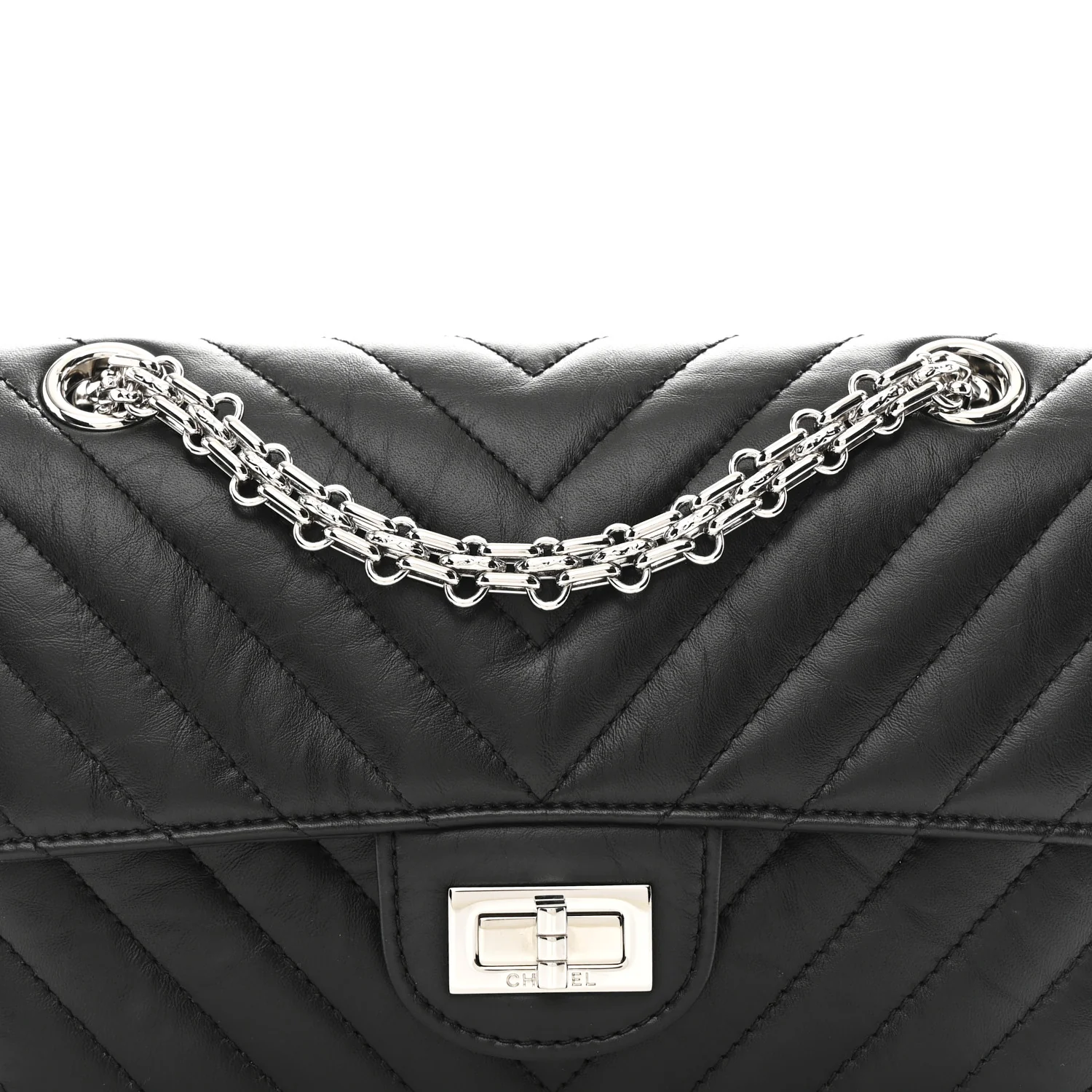 Aged Calfskin Chevron Quilted 2.55 Reissue Mini Flap Black - Image 8