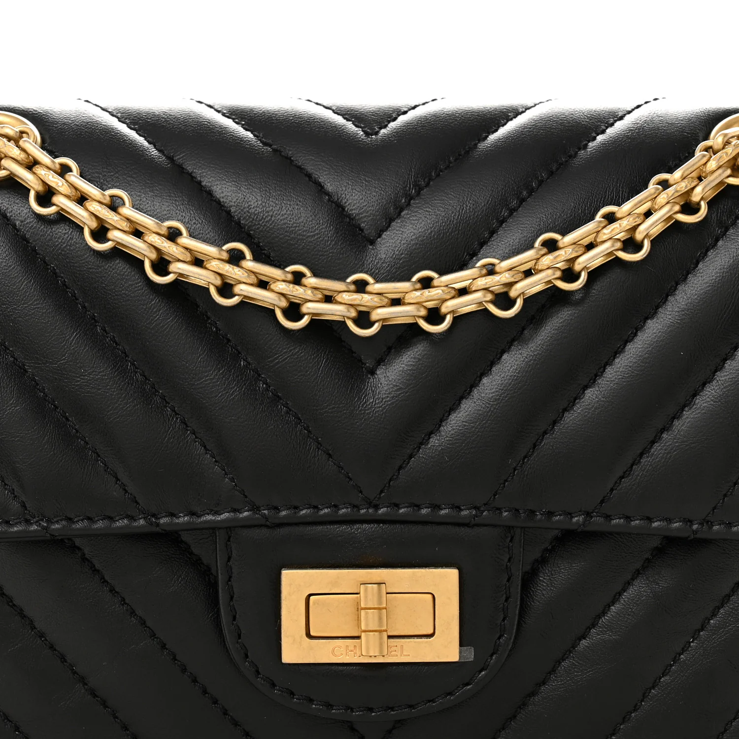 Aged Calfskin Chevron Quilted 2.55 Reissue Mini Flap Black - Image 8