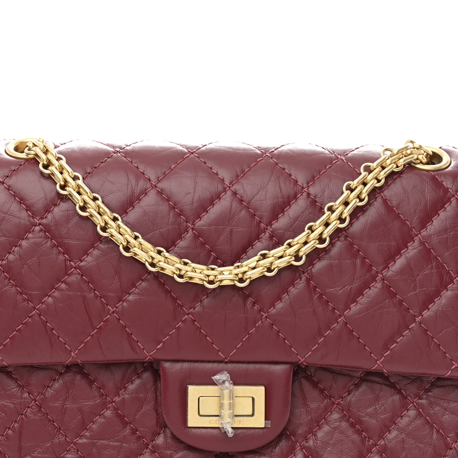 Aged Calfskin Quilted 2.55 Reissue 225 Flap Burgundy - Image 8