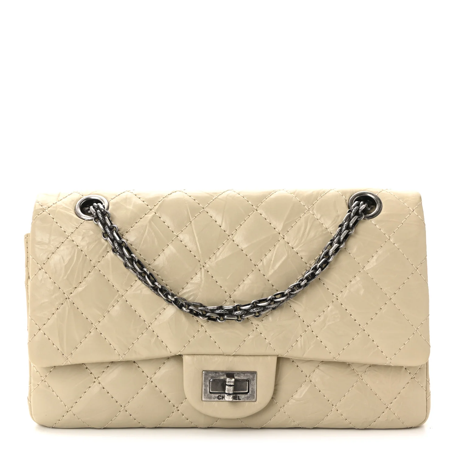 Aged Calfskin Quilted 2.55 Reissue 225 Flap Light Beige