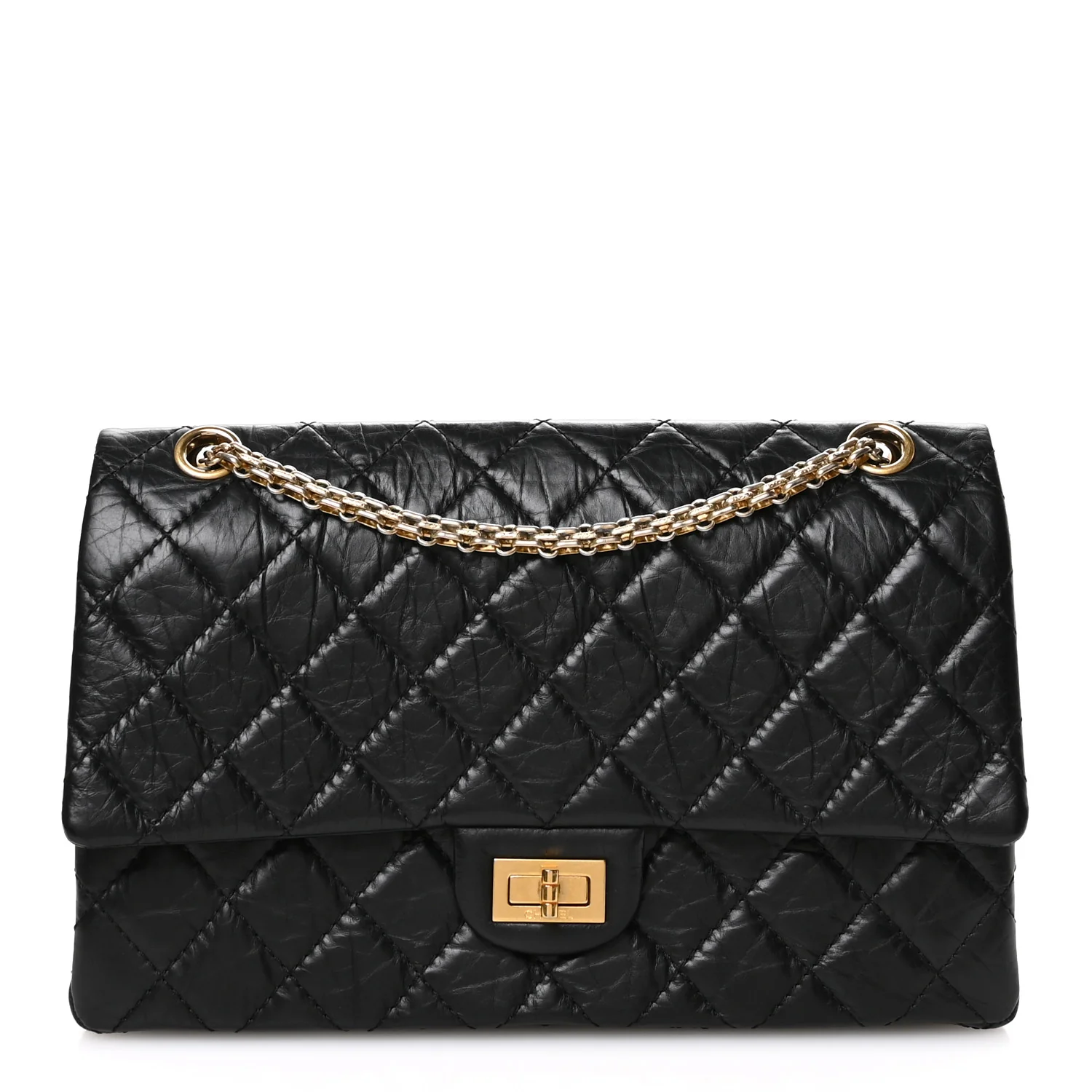 Aged Calfskin Quilted 2.55 Reissue 226 Flap Black