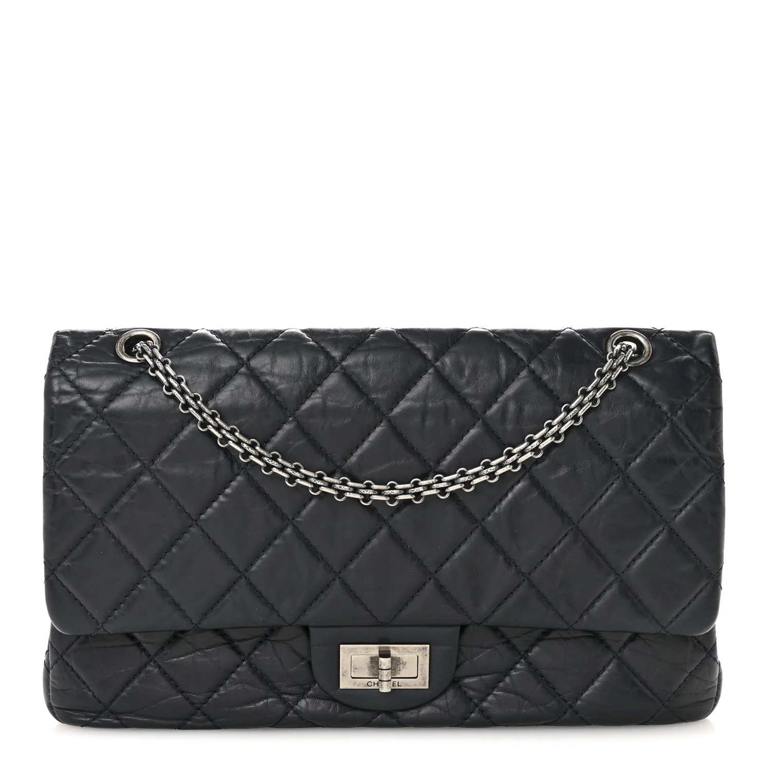 Aged Calfskin Quilted 2.55 Reissue 227 Flap Dark Blue
