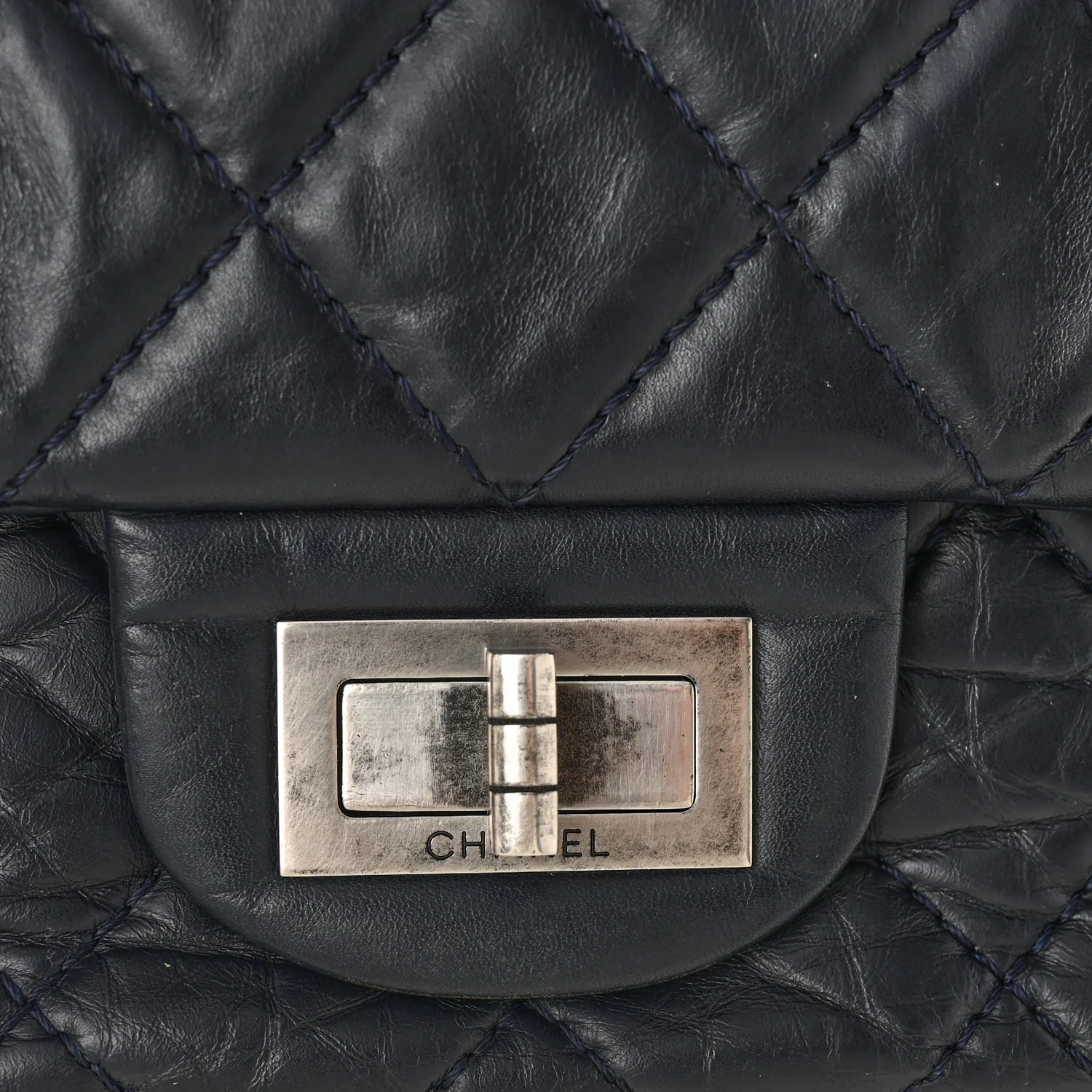 Aged Calfskin Quilted 2.55 Reissue 227 Flap Dark Blue - Image 11
