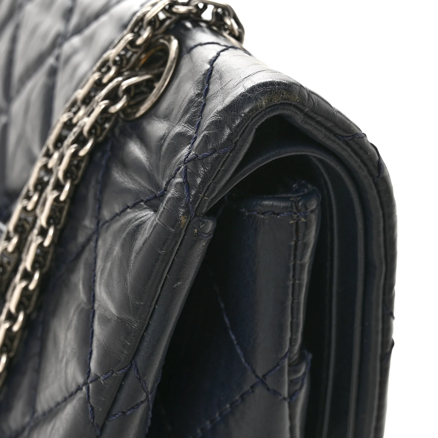 Aged Calfskin Quilted 2.55 Reissue 227 Flap Dark Blue - Image 12