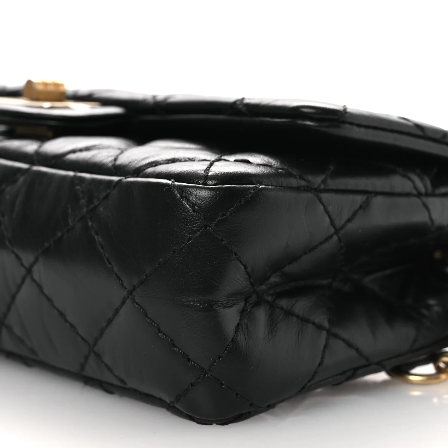 Aged Calfskin Quilted 2.55 Reissue Flap Belt Bag Clutch Black - Image 10