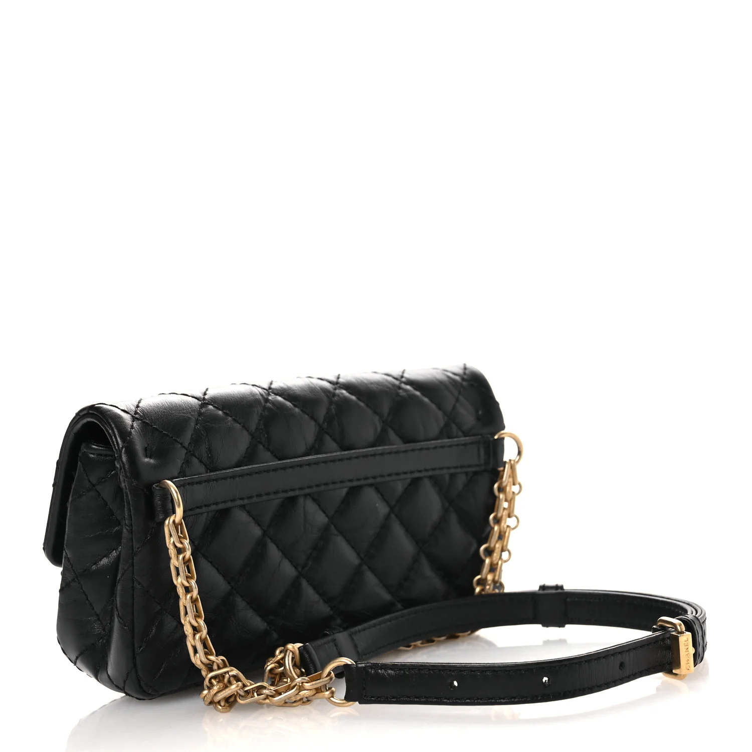 Aged Calfskin Quilted 2.55 Reissue Flap Belt Bag Clutch Black - Image 3