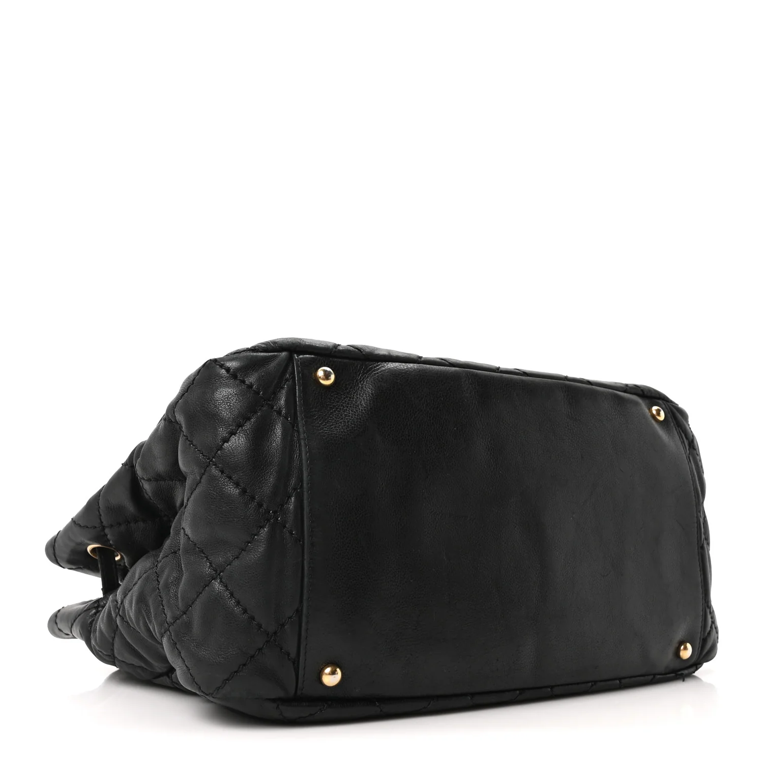 Aged Calfskin Quilted Accordion Flap Black - Image 4