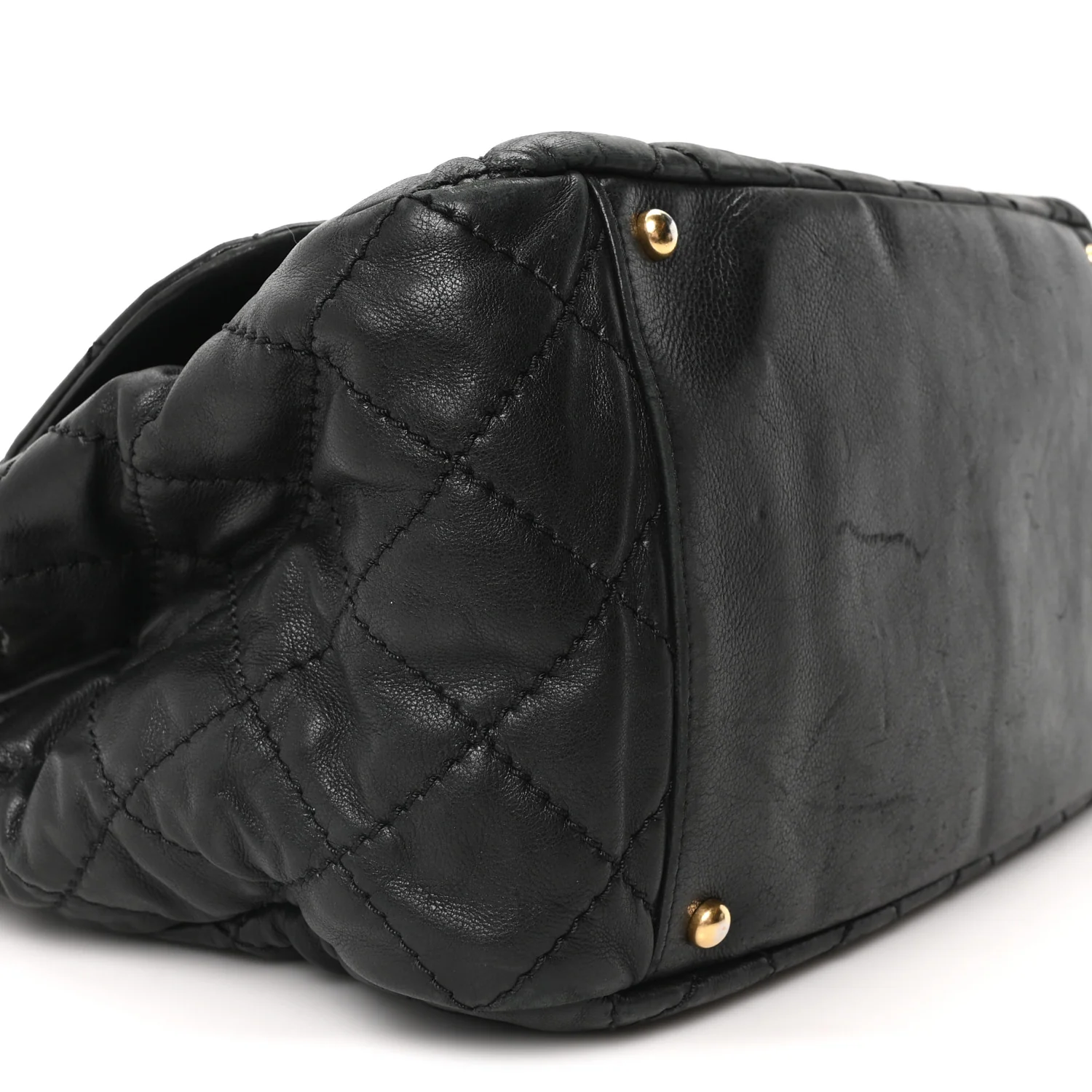 Aged Calfskin Quilted Accordion Flap Black - Image 9