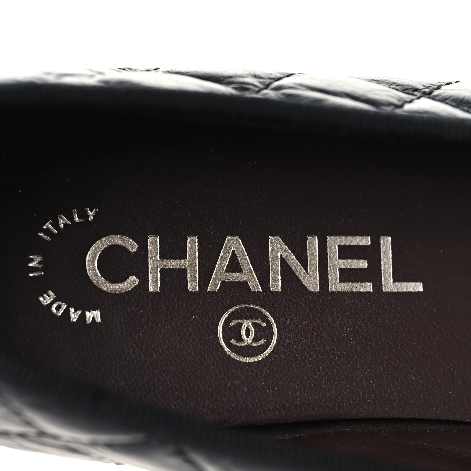 Aged Calfskin Quilted CC Cap Toe Ballerina Flats 38.5 Black - Image 9
