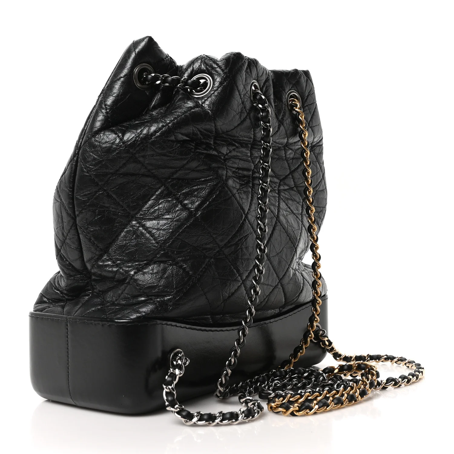 Aged Calfskin Quilted Gabrielle Backpack Black - Image 3