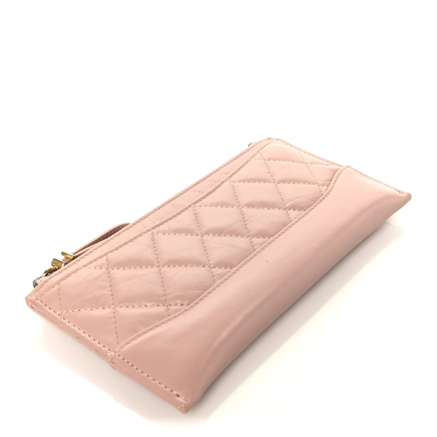 Aged Calfskin Quilted Gabrielle Zip Pouch Pink - Image 4