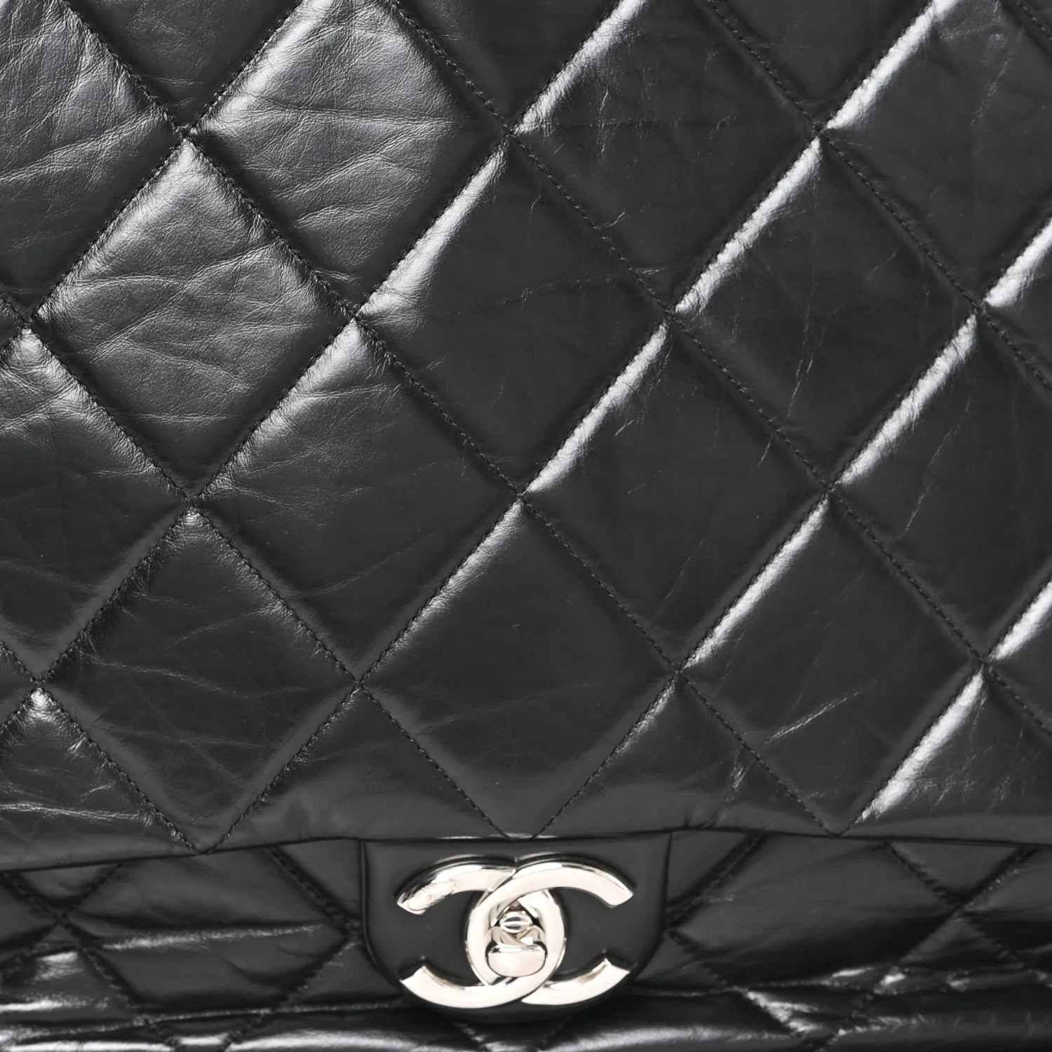 Aged Calfskin Quilted Large Express Bowling Bag Black - Image 7