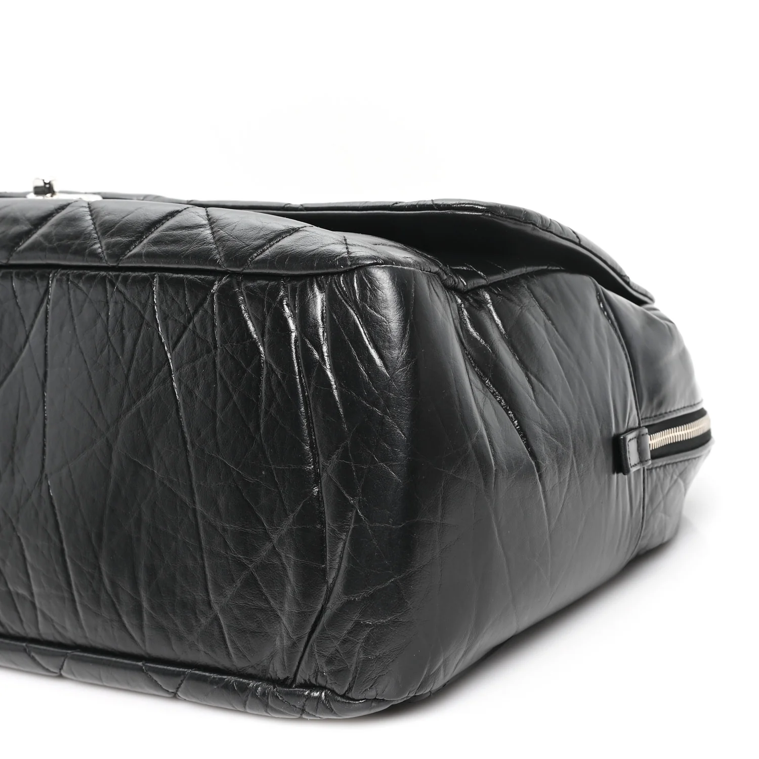 Aged Calfskin Quilted Large Express Bowling Bag Black - Image 9