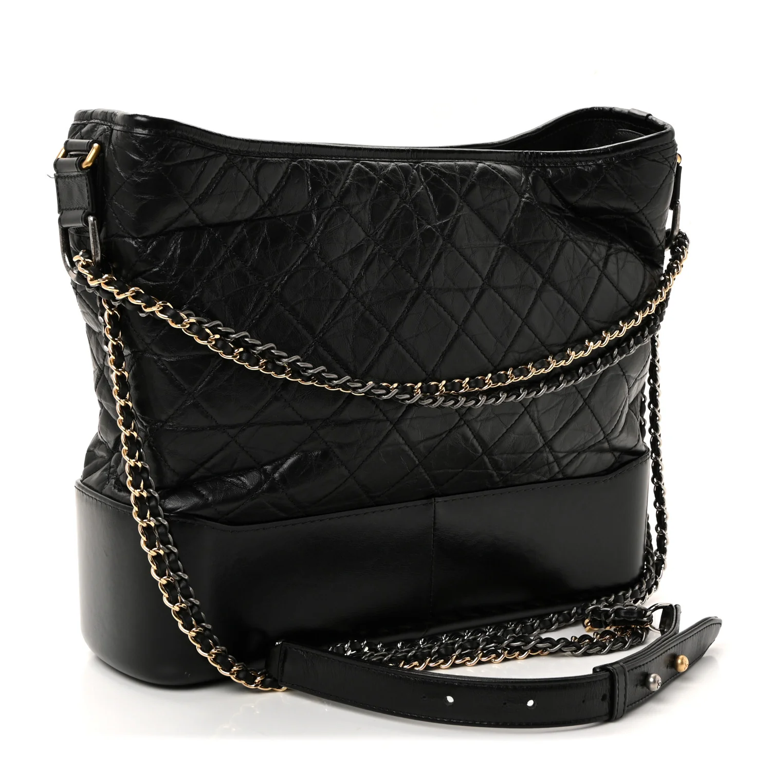 Aged Calfskin Quilted Large Gabrielle Hobo Black - Image 2