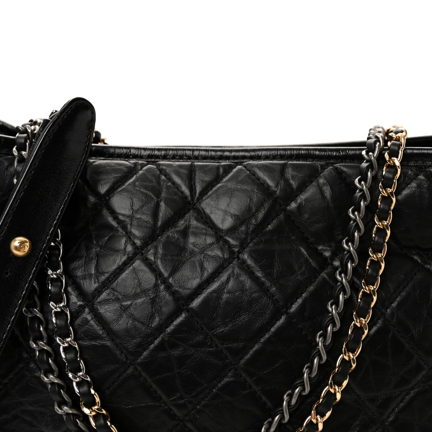 Aged Calfskin Quilted Large Gabrielle Hobo Black - Image 7